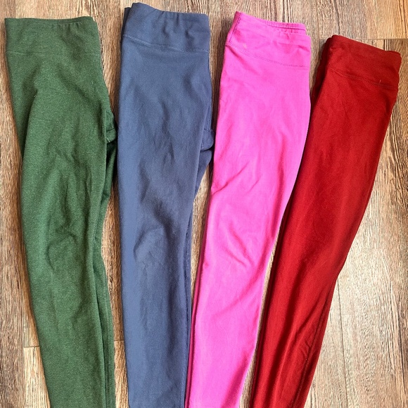 Pact Organic leggings, set of four: green, blue, pink, red - Picture 1 of 3